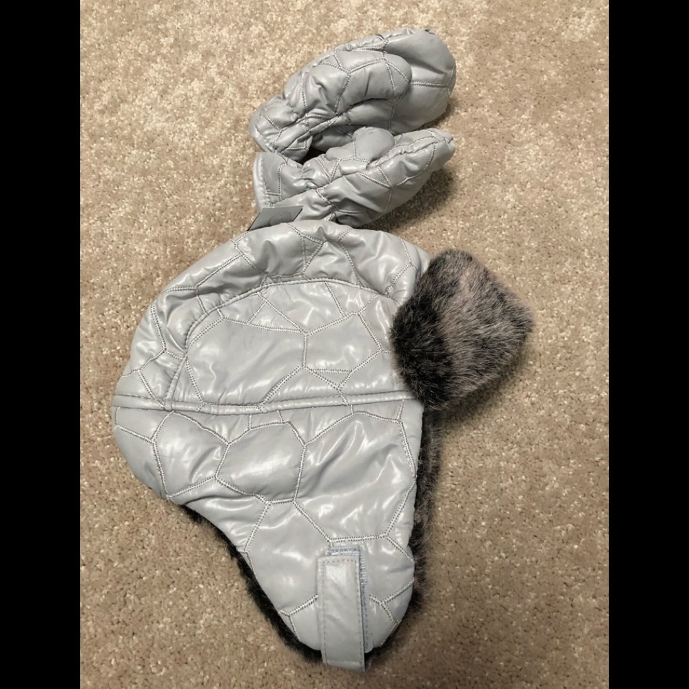 New Toddler Boy Bomber Winter Hat and Mitten Set